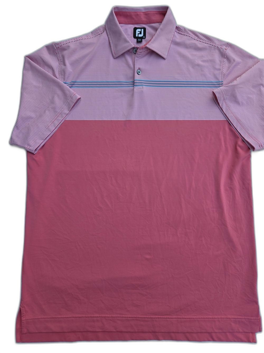 FootJoy Men's Large Golf Polo Shirt Lisle Engineered Pinstripe ProDry Pink